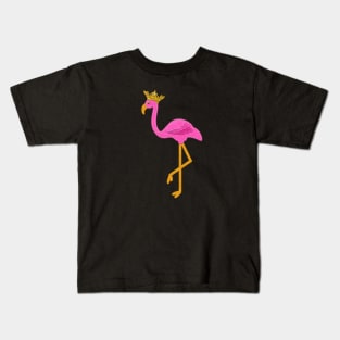 Pink Flamingo Felt Style Gold Glitter Crown | Cherie's Art(c)2020 Kids T-Shirt